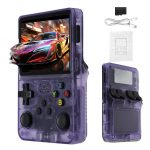 R36S Retro Handheld Game Console with 10000+ Classic Games,3.5-inch IPS Screen,Built-in Open Source Linux System,3500mAH Battery,Portable Mini Simulator Handheld Game Console(Purple)